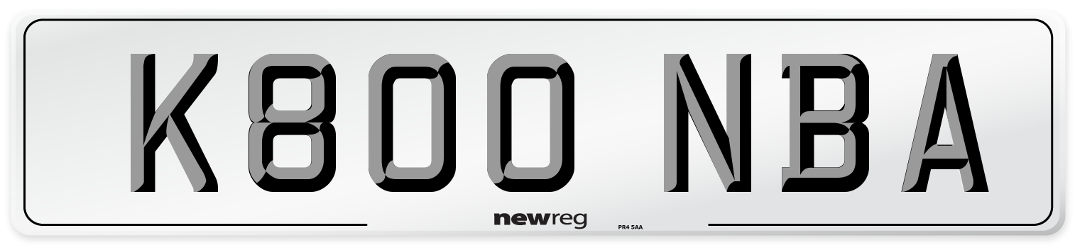 K800 NBA Number Plate from New Reg